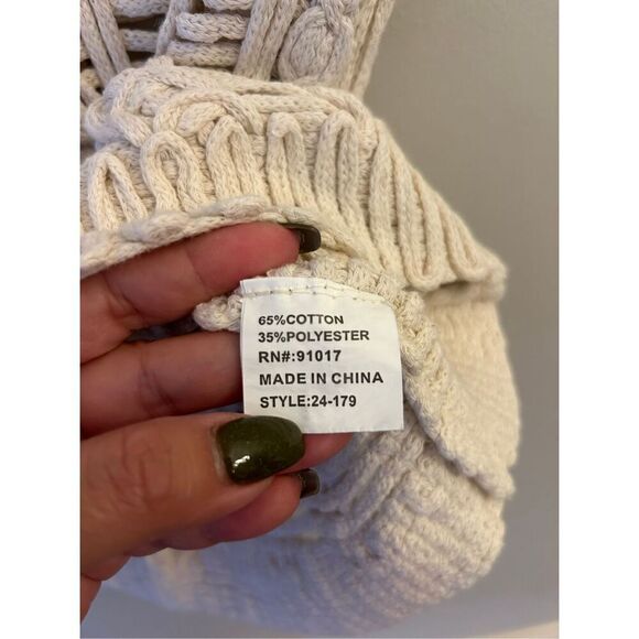 Solitaire boho crochet vest sz L layered festival neutral nautical versatile - Picture 4 of 6